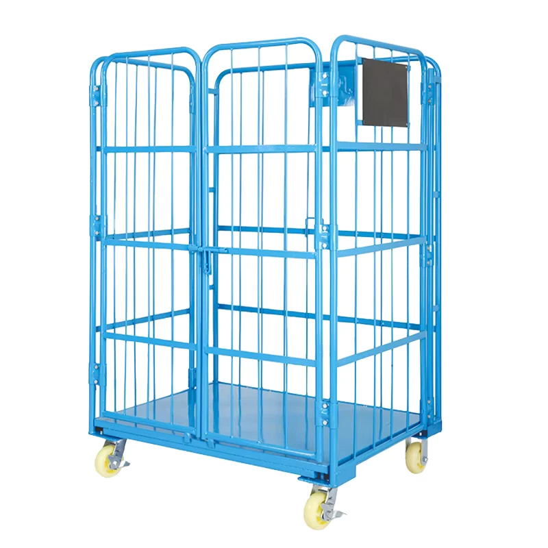 Medium Duty Metal Roll Cage Trolley with 2 Doors Durable Logistics Cargo Storage Equipment