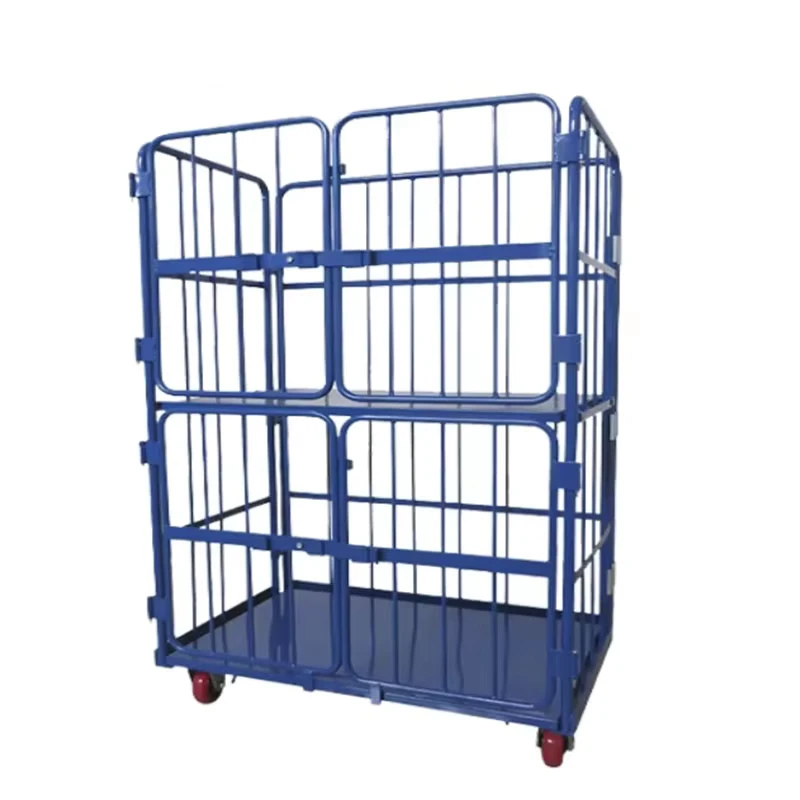 Medium Duty Rolling Safety Cage Galvanized Folding Steel Frame 500kg Load Capacity Container with 4 Roll Cargo Storage Equipment