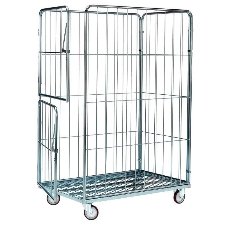 Medium Duty Steel Roll Cage Trolley 1 Layer 600kg Capacity 2 Doors Swivel Zinc Galvanized Durable Logistics Cargo