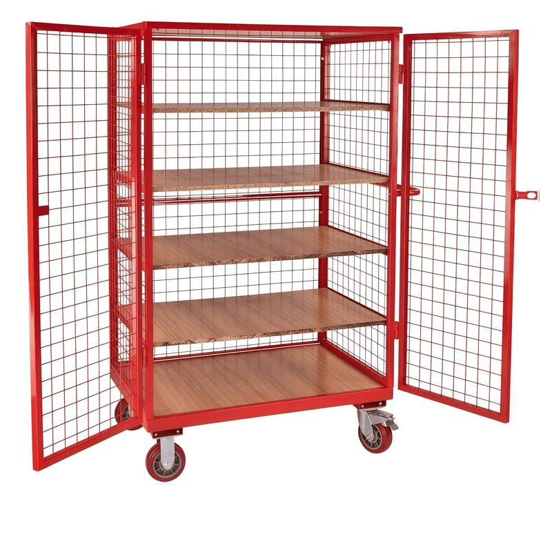 Medium Duty Steel Roll Cage Trolley 3 Layer 450kg Capacity 2 Doors Swivel Brake Wheels Powder Coated Durable Logistics Cargo