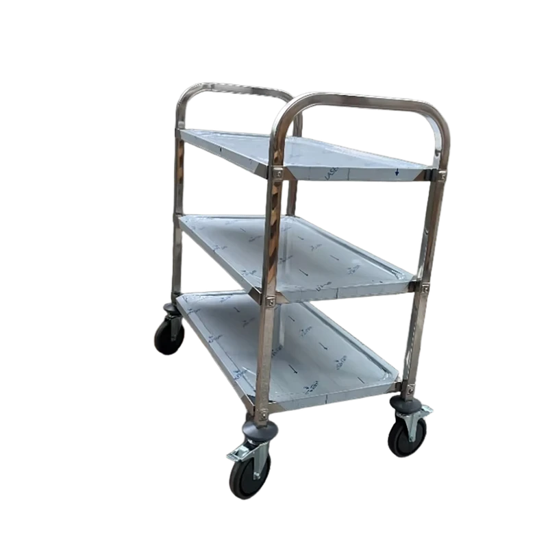 Medium Size Stainless Steel Utility Cart with 4″ Castors for Food Medical Service Trolley Hotels Restaurants Commercial Kitchens