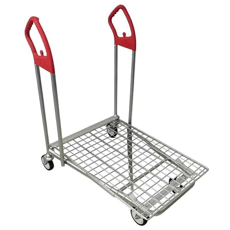 Mesh Double Layer Foldable Shopping Cart Outdoor Indoor Use 300kg Load Capacity Durable Folding Trolley