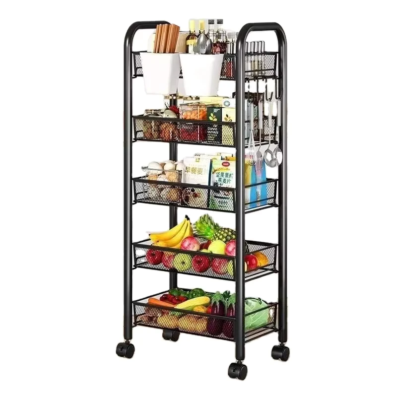 Metal 4 Tier Utility Storage Trolley with Food Spice Storage for Office Kitchen Bedroom Bathroom