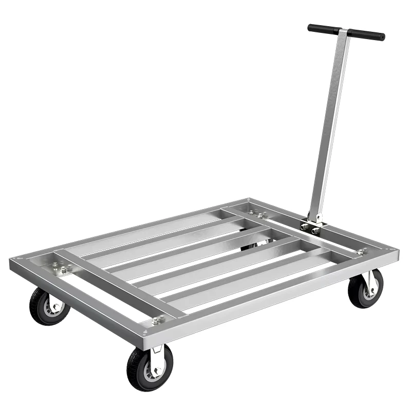 Metal 75*45cm 900kg Steel Pipe Welding Transportation Flatbed Pushcart Square Tube Platform Trolley Folding Hand Carts Trolleys