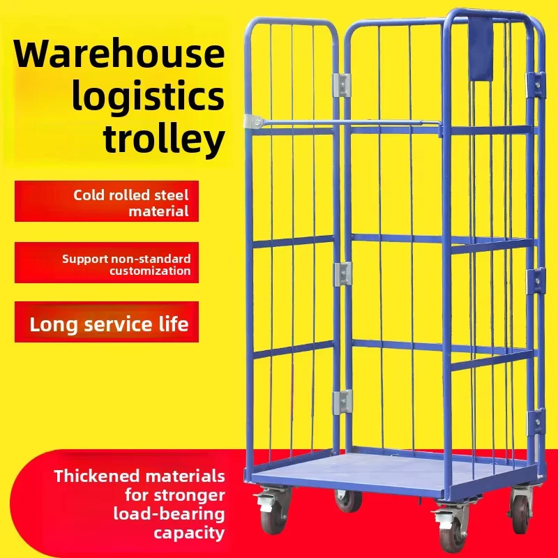 Metal Cargo Transportation Trolleys Durable Steel Wire Logistics Cages Efficient Roll Cage Handling Equipment
