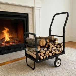 Metal Firewood Hand Truck Carrying Box Log Cart Holder Cart with Trolley Standing Type Multifunctional with Wheels