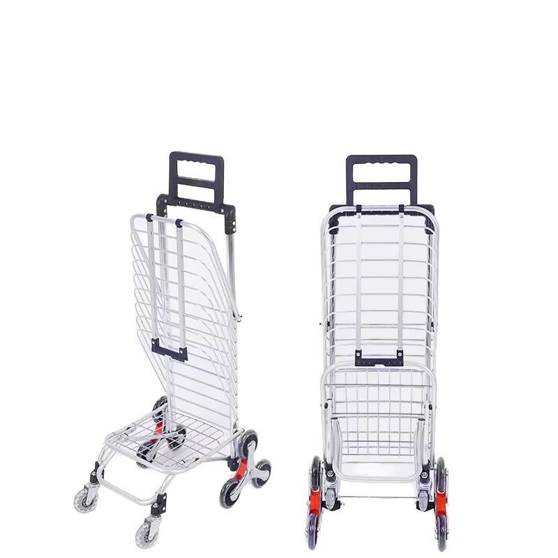 Metal Foldable Grocery Hand Trolley with Wheels