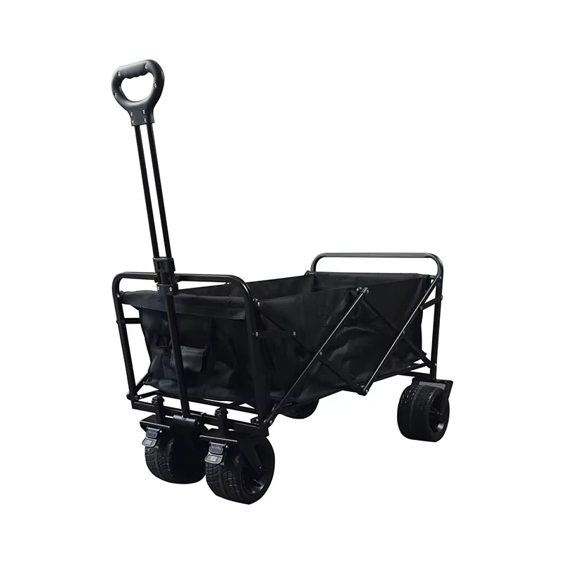 Metal Frame Utility Wagon for Family Outings Garden Park Wagon Portable Beach OEM Camping Foldable 4 Wheel Wagon Trolley Cart