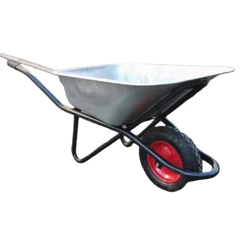 Metal Garden Wheelbarrow with Pneumatic Flat Free Wheel Hand Carts for Farms Gardens