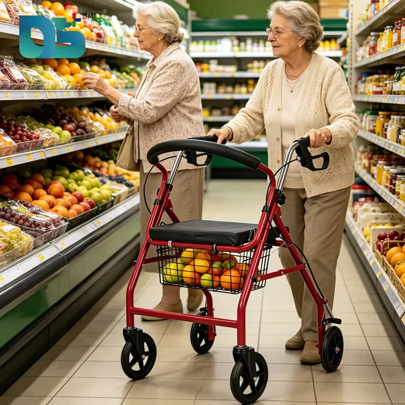 Metal Lightweight Utility Collapsible Supermarket Foldable Vegetable Grocery Shopping Trolley Cart for Elderly