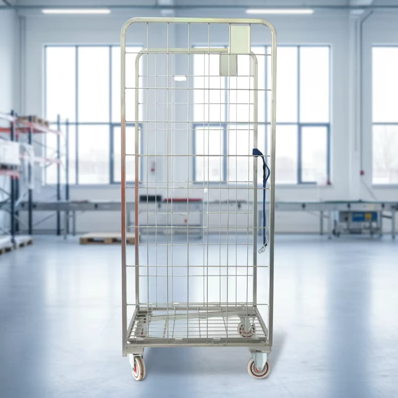 Metal Pallet Cage for Fabric Rolls with Foldable Design 3 Side Gates for Easy Loading in Textile Warehouses