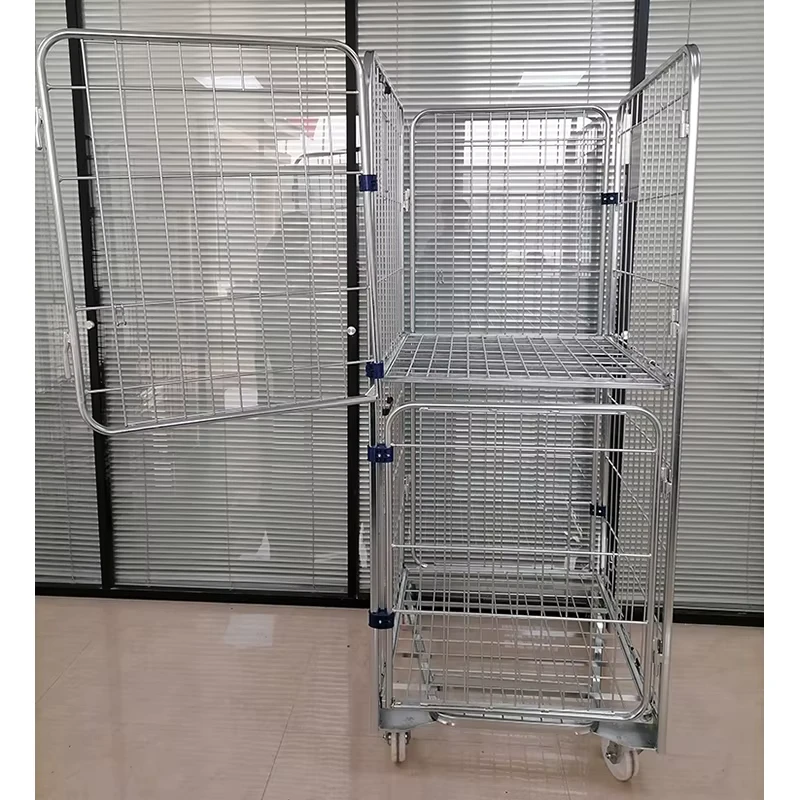 Metal Rolling Box Logistic Transportation Storage Steel Wire Folding Roll Mesh Container