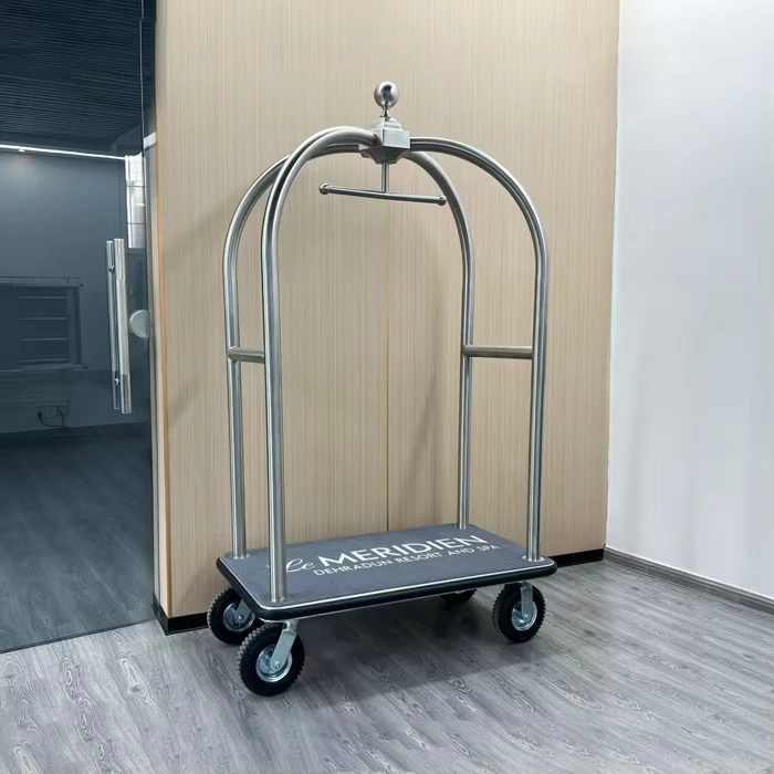 Metal Service Trolley Stainless Steel Luggage Carts for Hotels and Restaurants Bellman’s Equipment