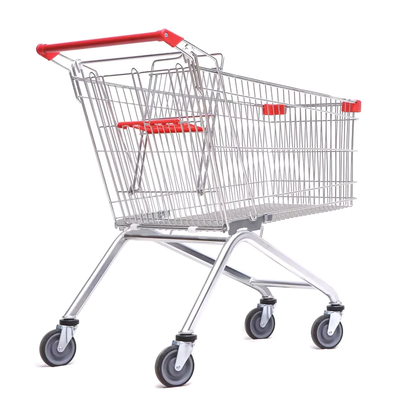 Metal Shopping Cart with PU Surface Treatment for Supermarket and Shopping Malls