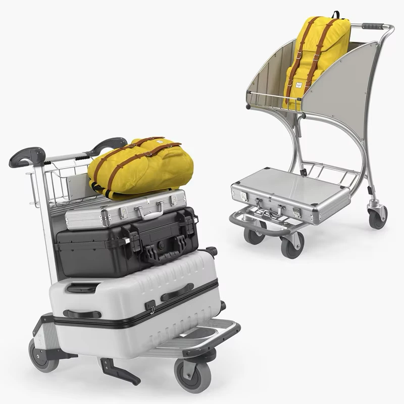Metal Steel Airport Terminal Luggage Passenger Baggage Cargo Cart Trolley
