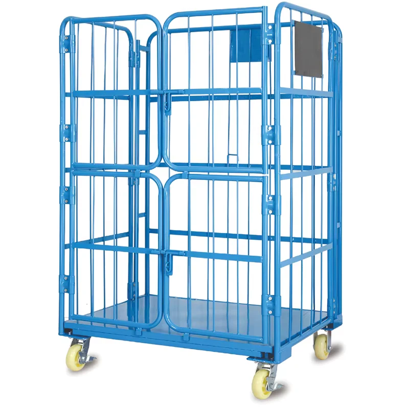 Metal Storage Cages with Wheels Trolley Steel Roll Box Container Cart