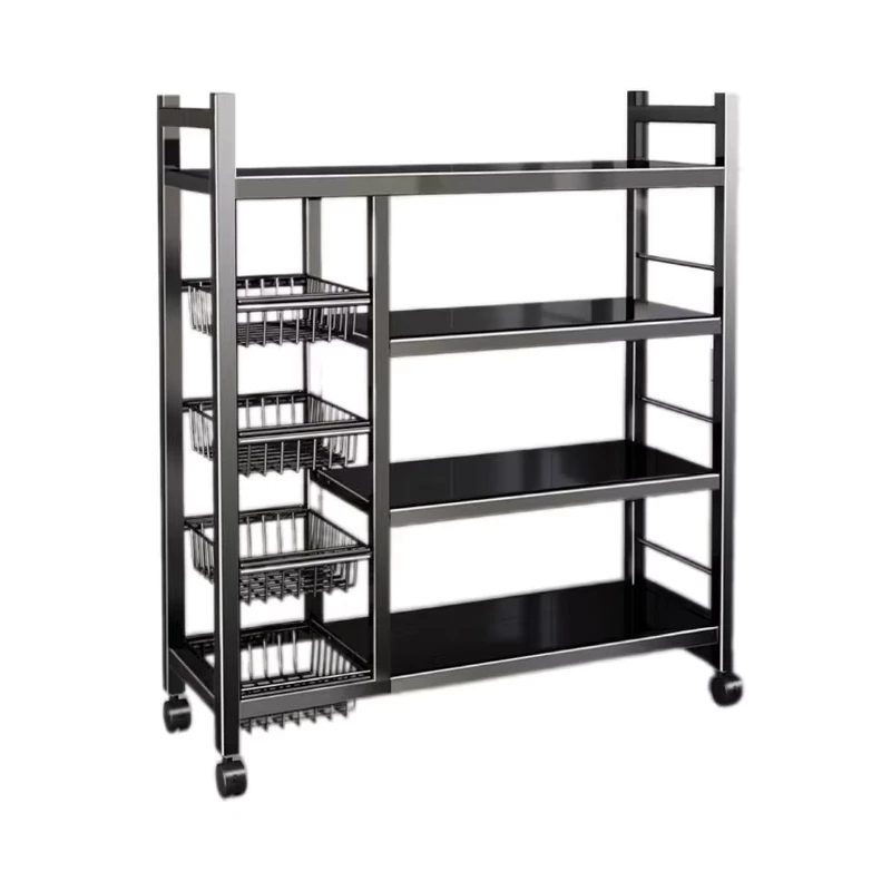 Metal Trolley Cart Multilayer Rotating Kitchen Storage Rack Thicken Household Fruit Vegetable Basket Shelf Living Room Bathroom