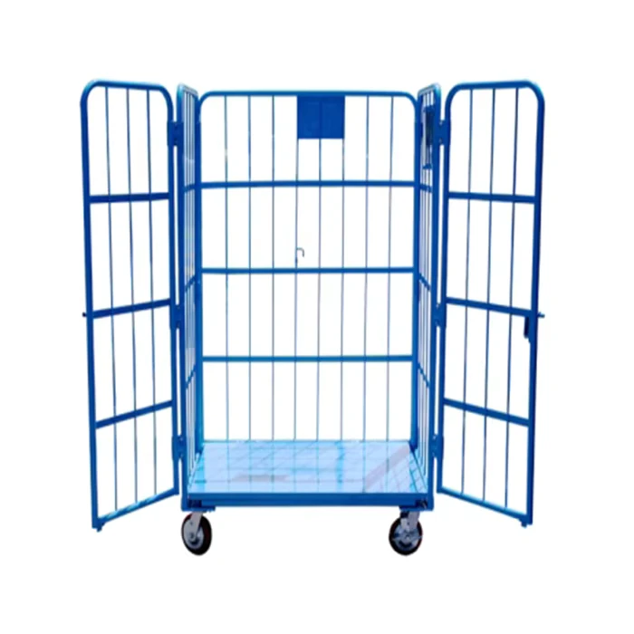 Midwell Nesting 3 Sided Logistic Transport Roll Cages Roll Pallet Cage for Supermarket Warehouse