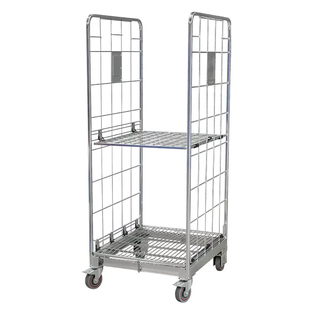 Midwell Smart Design High Quality Product Medium Duty 2 Sides Storage European Rolling Trolley Cage