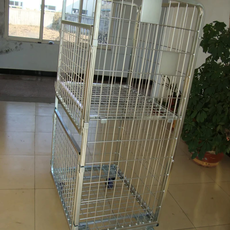 Mild Steel Foldable Laundry Trolleys Galvanized Wire Mesh Structure Roll Cages Roll Container 400kg Capacity for Warehouse