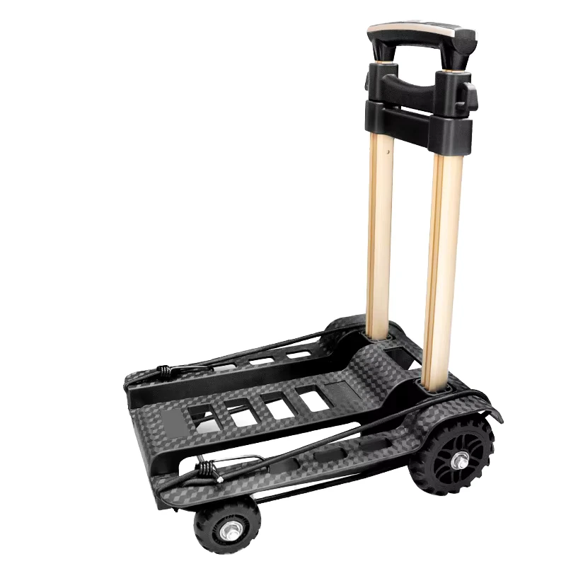 Mini 4 Wheel Durable Folding Trolley Aluminum Alloy Frame Platform Structure OEM Customizable Plastic Luggage Cart Tool