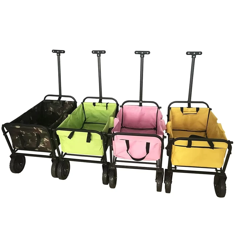 Mini 4 Wheel Foldable Aluminium Garden Trolley Cart Bollerwagen Camping Utility Wagon with Platform Foldable Camping Wagon Cart