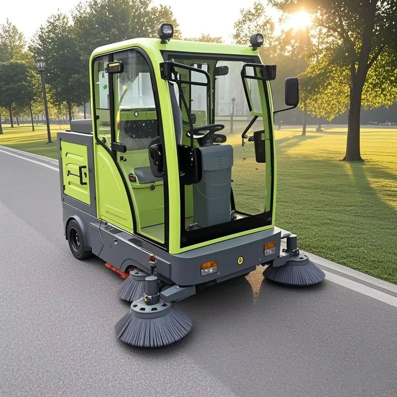 Mini Electric Road Sweeper Truck Street Cleaner for Marble Cement Surfaces Rust Resistant Metal Design Cleaning Cart