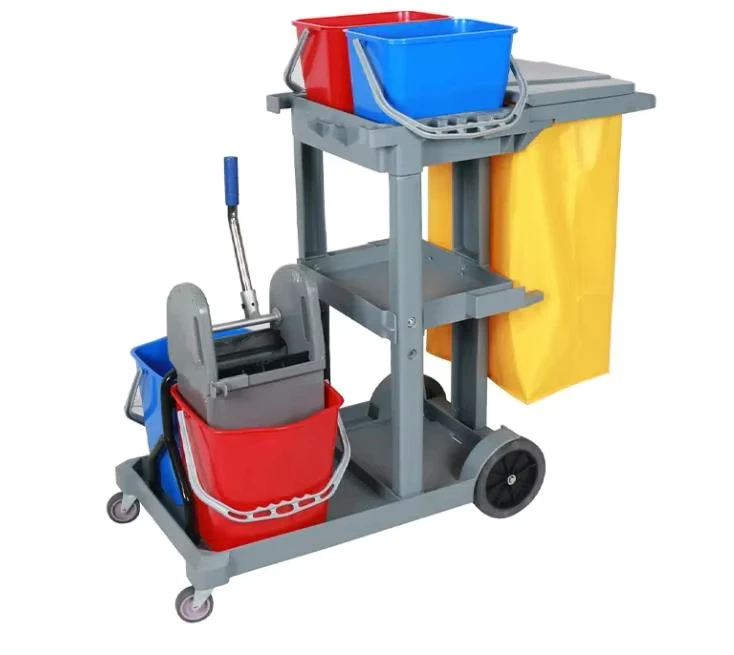 Mini Folding Janitor Cleaning Trolley Plastic Flat Mopping Bucket Cleaning Cart