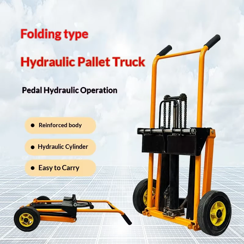 Mini Forklift Manual Hydraulic Stacker Lightweight Small Lifting and Carrying Riser Home Use Foldable and Detachable