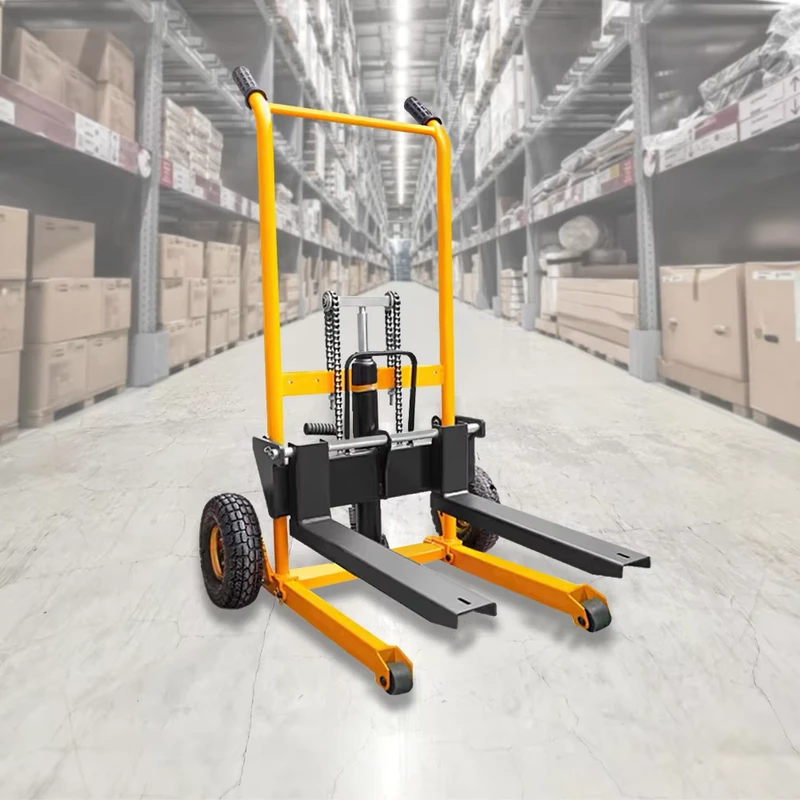 Mini Pallet Forklift Truck with AWD Solid Tires Electric Side Shifter Manual Stacker for Efficient Storage Solutions