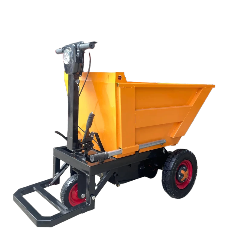 Mini Three Wheels Electric Hand Push Dump Trolley With Square Bucket Engineering Tool Cart