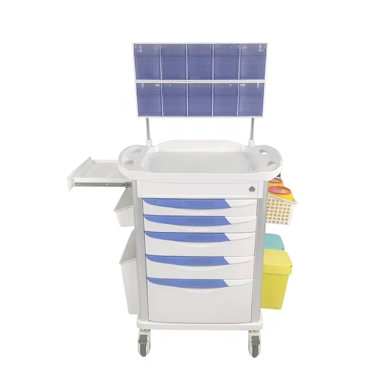 Mobile ABS Space saving Drug Trolley Multi tier Storage friendly Medical Cart Hospital Trolley