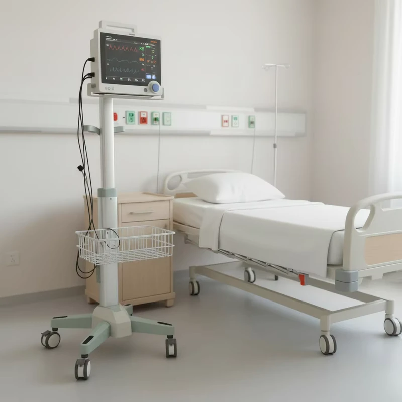 Mobile Adjustable Medical Trolley for Patient Monitor Hospital Monitoring Equipment Hospital Furniture 100kg Load Capacity