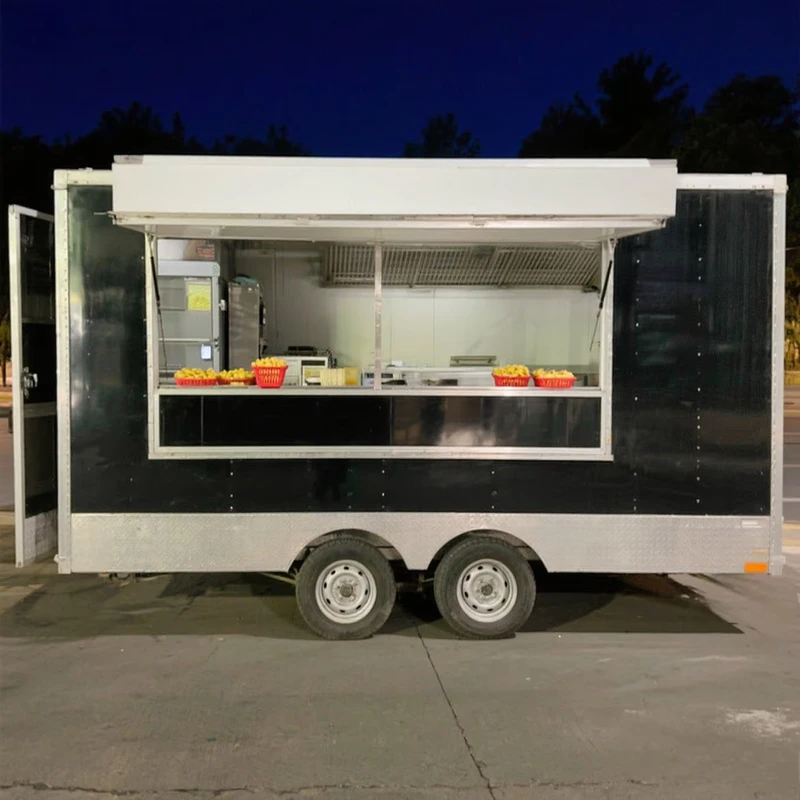 Mobile BBQ Food Truck Concession Mobile Kitchen Snack Coffee Cart Catering Food Trailer for Sale Europe