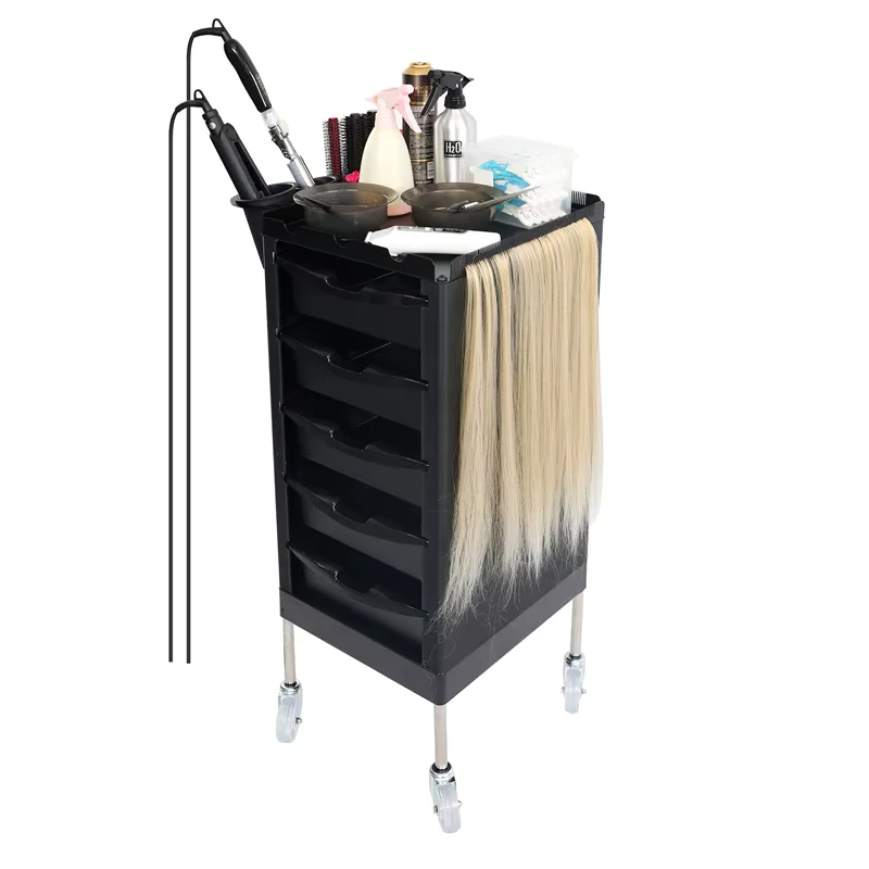 Mobile Beauty Trolley Cart with Dryer Holder and Storage for Cosmetology Salon Use