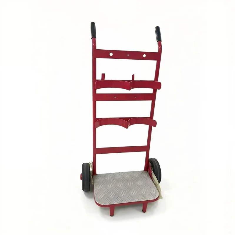 Mobile Fire Bell Protection Trolley Hook Two Fire Extinguishers Mild Steel Construction Powder Coated Hand Cart