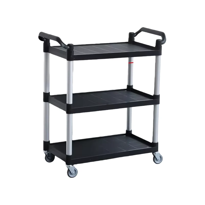 Mobile Food Service Cart Commercial Dining Car with Swivel Casters Hotel Utility Trolley for Kitchen and Restaurant Use