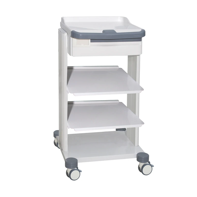 Mobile Four Layers Hospital Trolley ABS Medical Cart Customizable Nurse Trolley Modern Design Lightweight Multi Function Clinic
