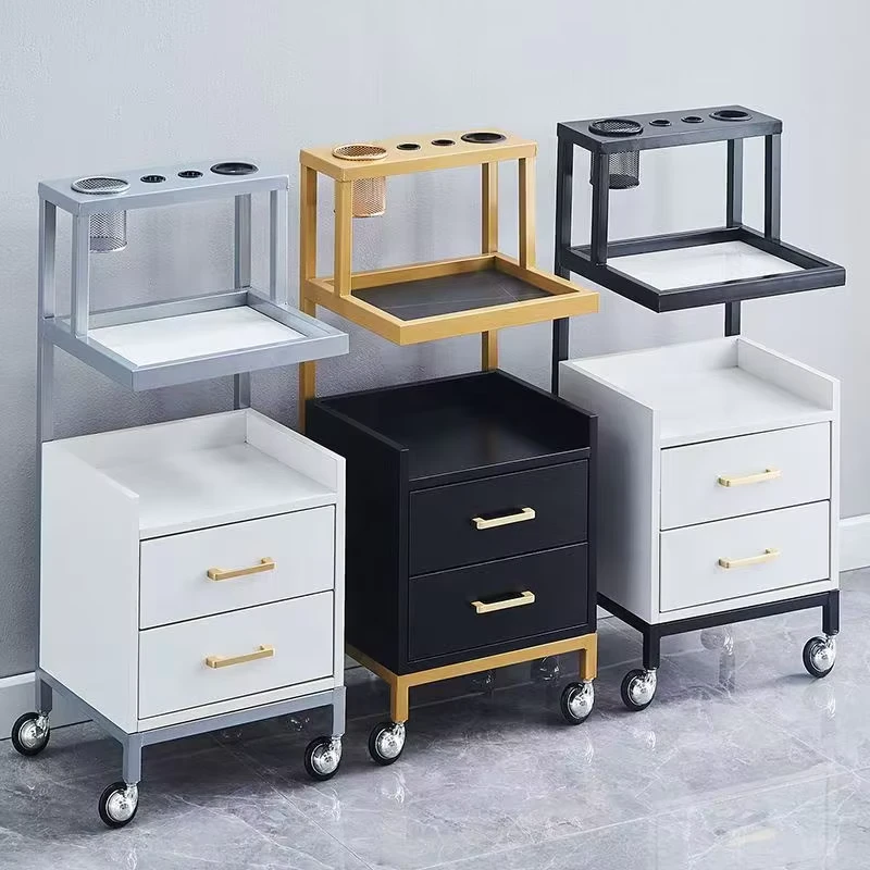 Mobile Hair Salon Styling Trolley Metal Car Beauty Salon Tool for Barbershop and Salon Furniture