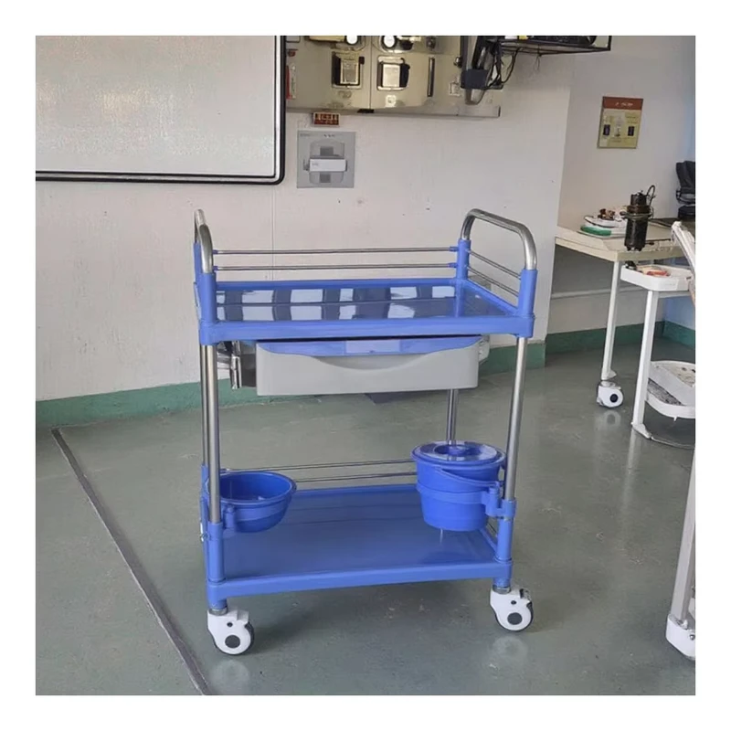 Mobile High Quality Steel Plastic Hospital Furniture Nurse Emergency Room Customized Wheels Light Weight Multi Function Trolley