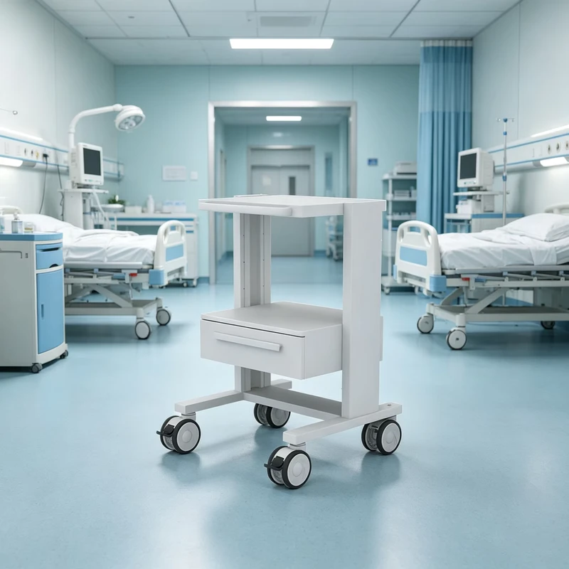 Mobile Hospital Endoscope Equipment Cart Aluminum Medical Video Endoscopy Tower Trolley with Storage