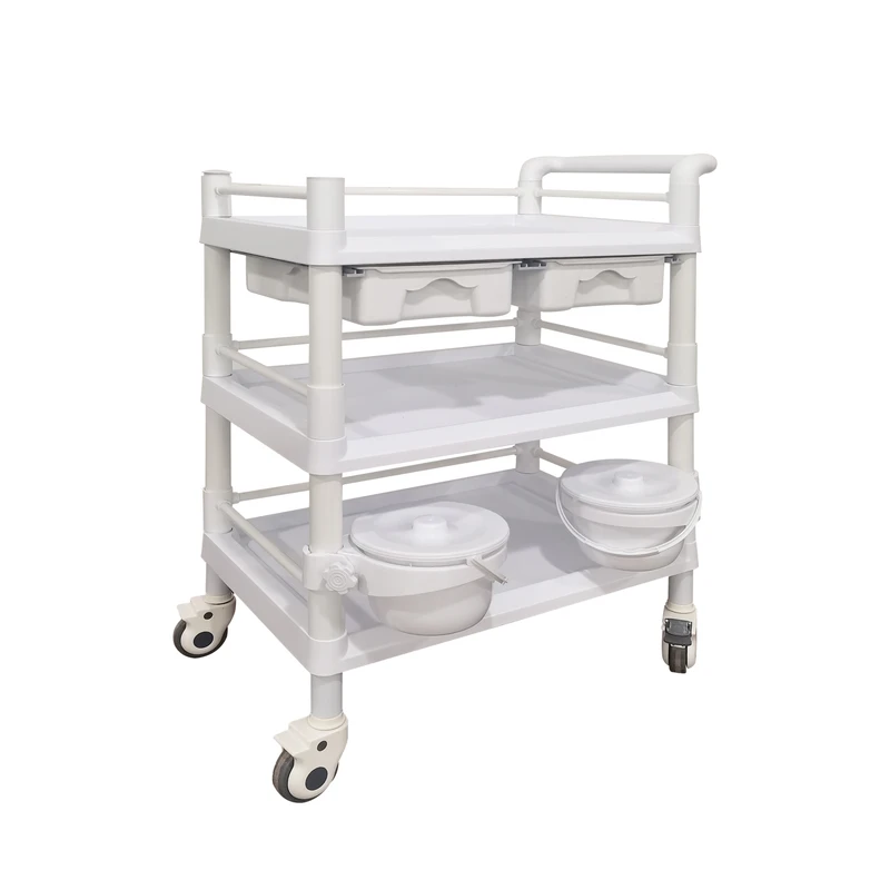 Mobile Hospital Medical ABS Nursing Treatment Trolley Cart with Drawers