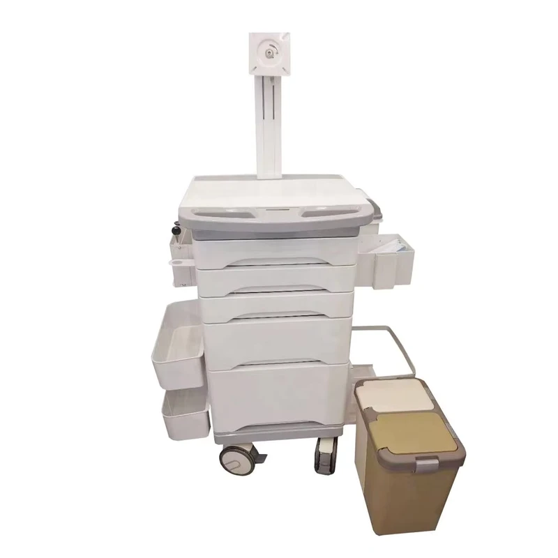 Mobile Nursing Computer Trolley Hospital Medical Workstation Cart with Drawers