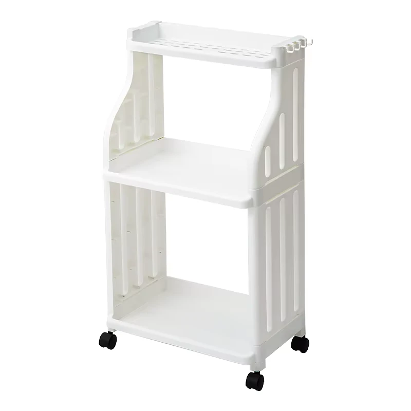 Mobile PP Plastic Bathroom & Kitchen Storage Rack with Wheels Multifunction Sundries Organizer Easy Assembly Trolley