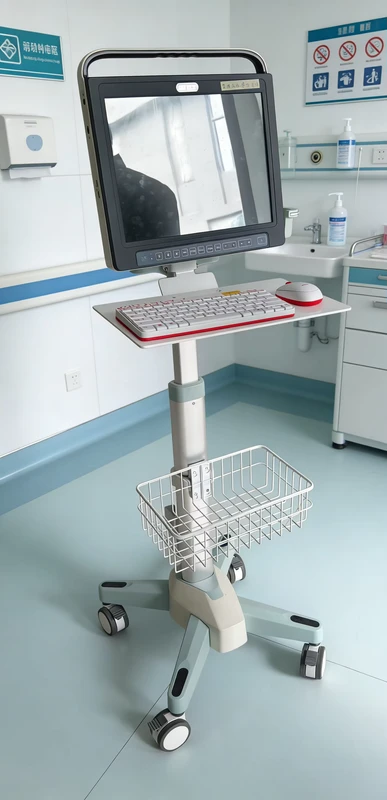 Mobile Portable Ultrasound Scanner Cart Hospital Furniture Fixed Height Trolley with Wheels 100kg Load Capacity 45x41x100cm