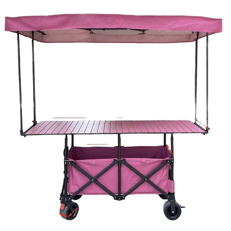 Mobile Shop Sunshade Tent Customizable Platform Portable Camping Pink Blue Folding Trolley Wagon Cart Food Stall Tools
