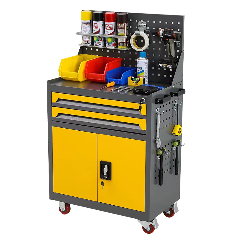Mobile Steel Tool Trolley with Keyed Lock 2 Drawers Metal Storage Cabinet on Wheels Versatile Commercial Utility Cart