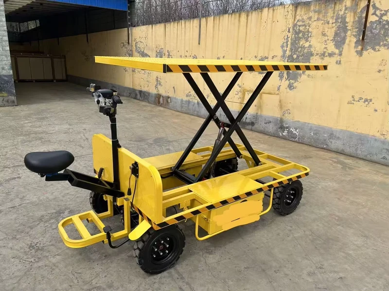 Mobile Warehouse Carrying Handing Electric Hand Trolley Platform Cart Electric Trolley Cart With Guardrail
