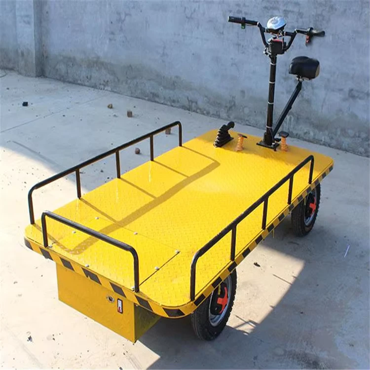 Mobile Warehouse Load 1 Ton Four Wheel Electric Platform Trolley Carrying Handing Electric Hand Trolley Platform Cart