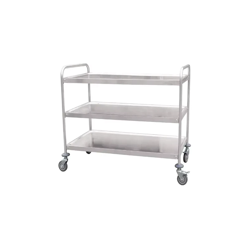 Mobile Wheel Castor Stainless Steel Service Trolley 304 Stainless Steel Trolley Cart with Flat Shelf